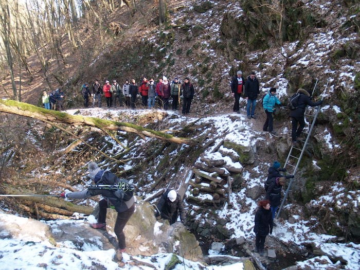 Die erste Kreuzbachklamm-Tour nach der Wiedereröffnung. Foto: Wolfgang Blum. 