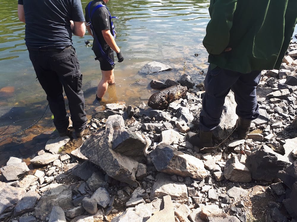 Bombenfund vom 30. Juli. Foto: Wasserschutzpolizei Bingen.