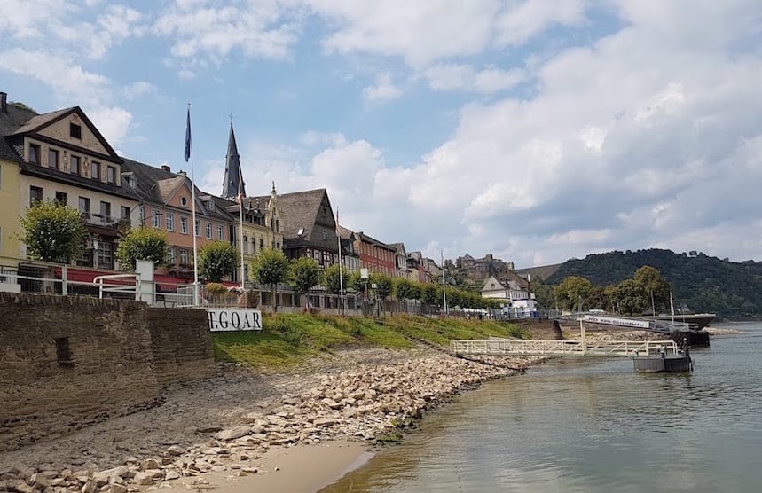 Niedrigwasser bei St. Goar, August 2018.