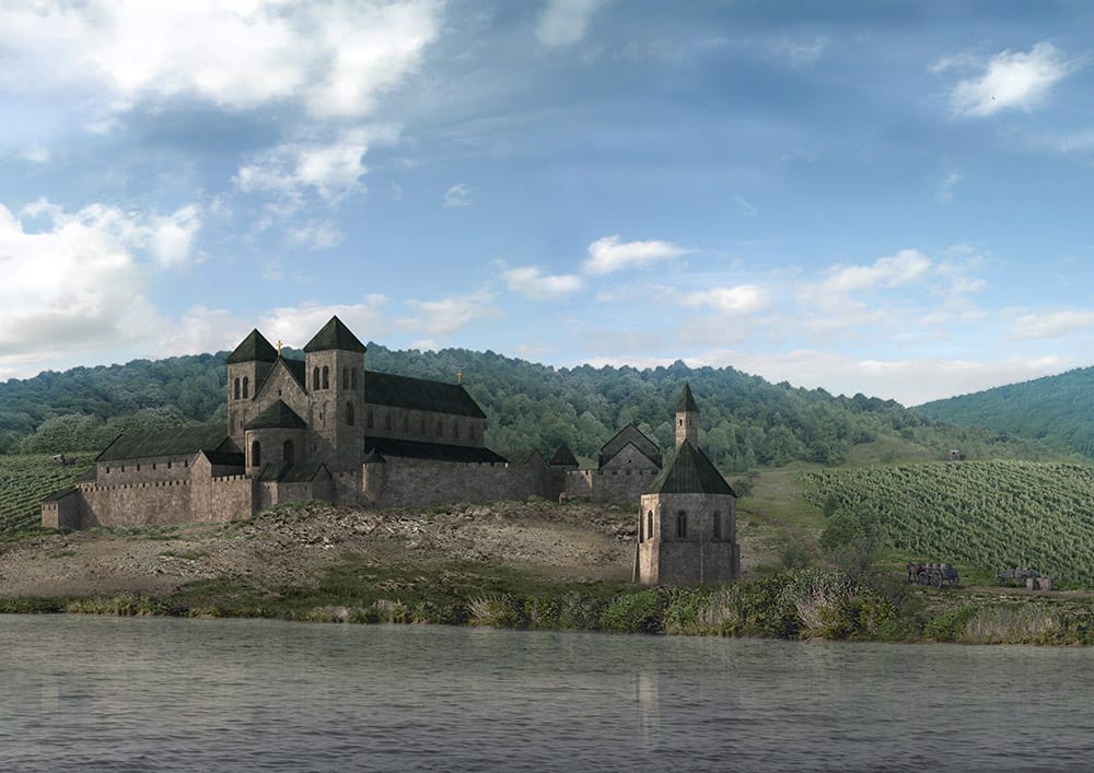 Kloster Rupertsberg zur Zeit Hildegards. Visualisierung Faber Courtial / Stadt Bingen