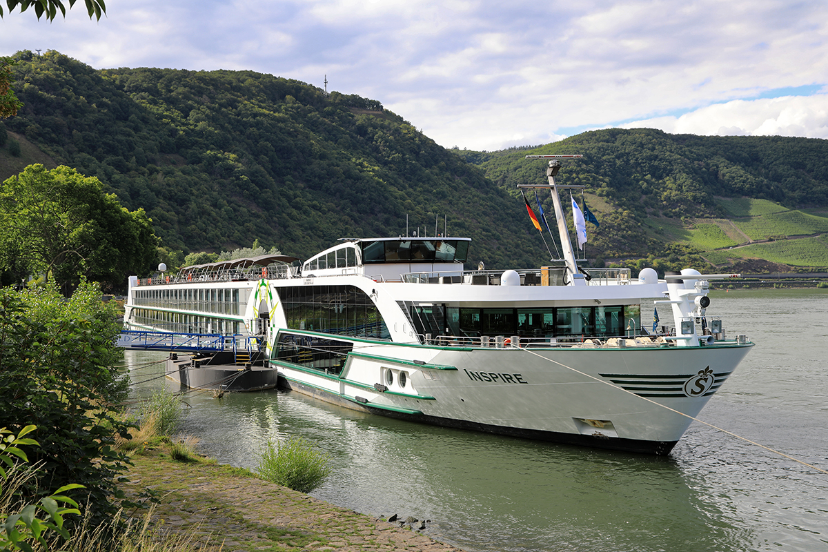 MS Inspire vor Boppard, Juli 2020. Foto: VIVA Cruises/Oceanliner Pictures.