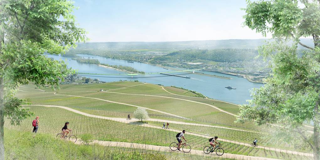 Fußweg mit Aussicht: So könnte die geplante Öko-Brücke aussehen. Visualisierung: Grüne Welle