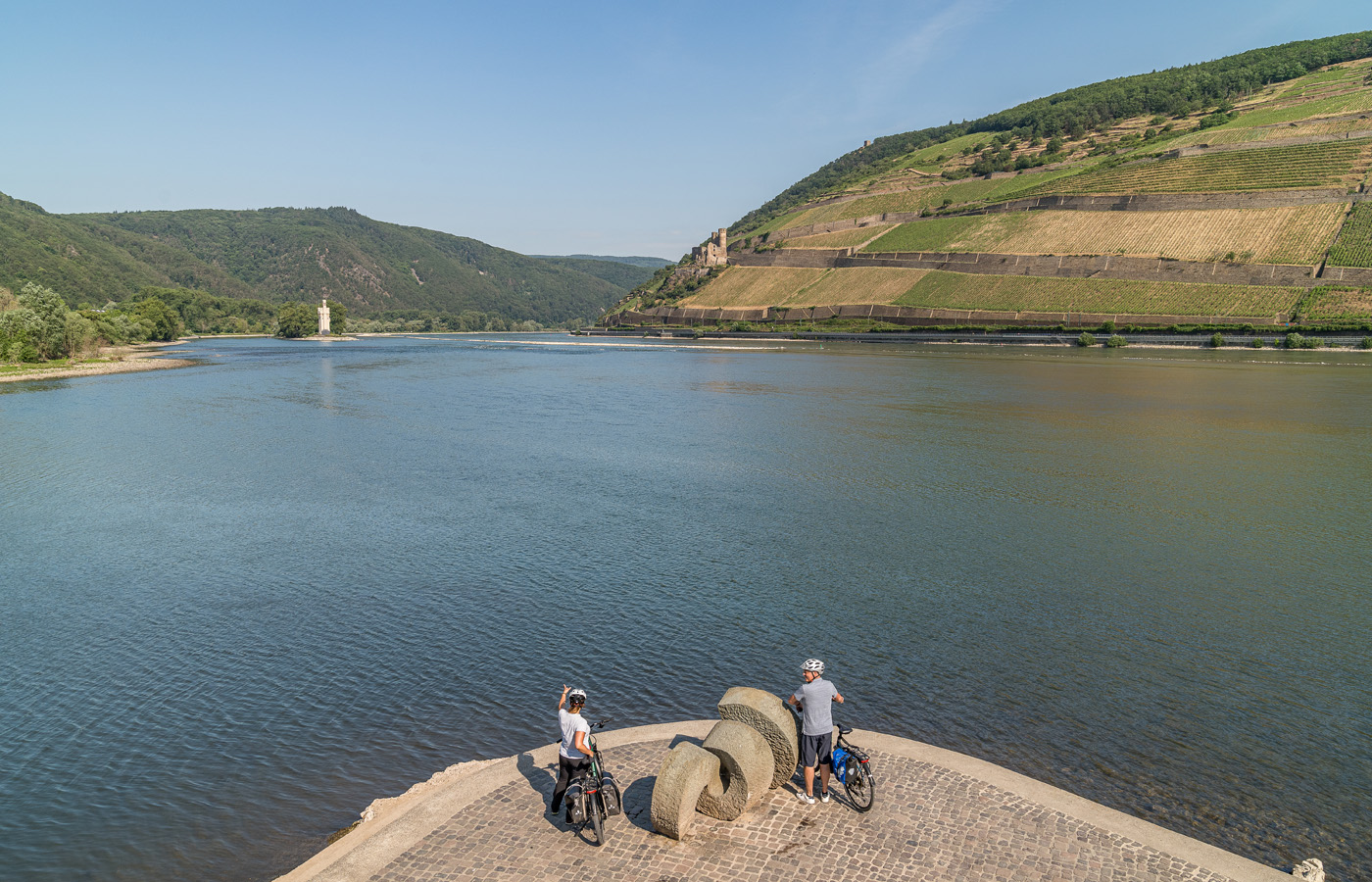 Radfahrer in Bingen am Rhein.