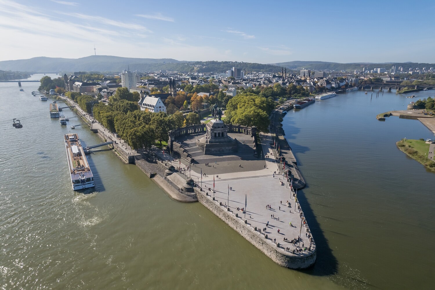 Deutsches Eck in Koblenz. Foto: Andreas Pacek, fototour-deutschland.de/Romantischer Rhein Tourismus GmbH / CC BY 4.0